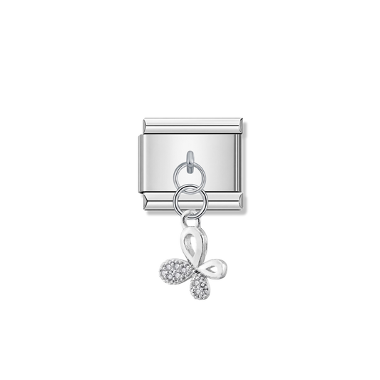 Little Sparkling Butterfly with CZ – silver Italian pendant charm by Italycharm
