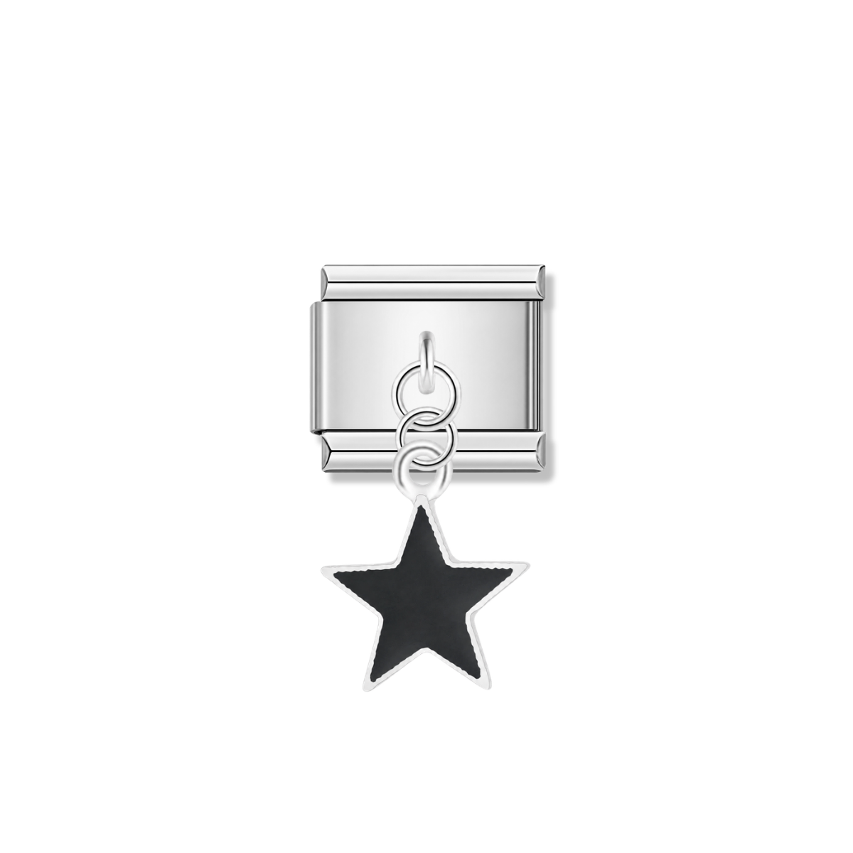 Solid Black Star – silver Italian pendant charm by Italycharm