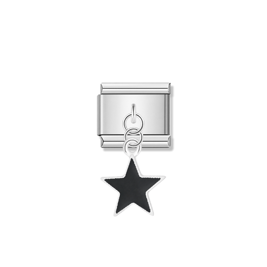 Solid Black Star – silver Italian pendant charm by Italycharm