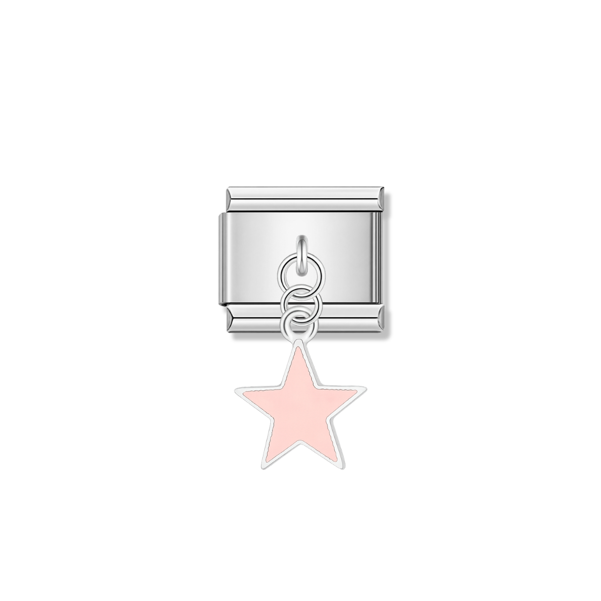 Solid Pink Star – silver Italian pendant charm by Italycharm
