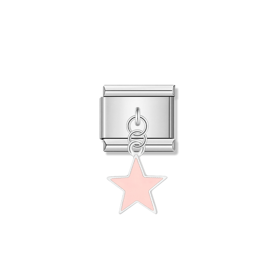 Solid Pink Star – silver Italian pendant charm by Italycharm