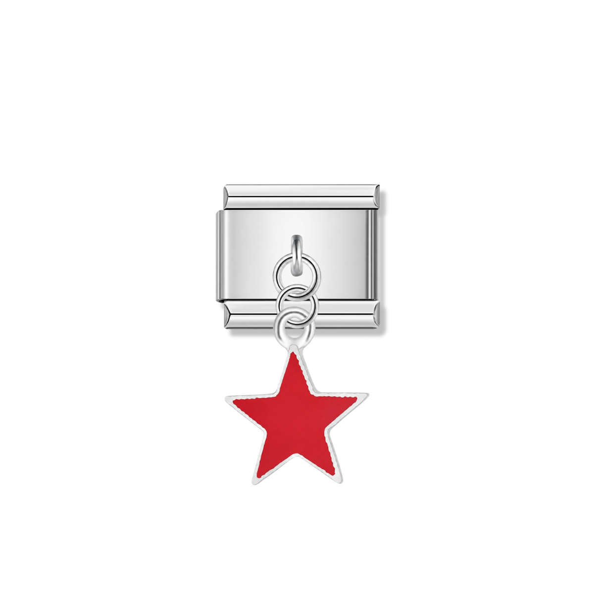Solid Red Star – silver Italian pendant charm by Italycharm