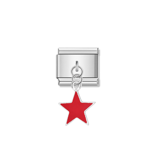 Solid Red Star – silver Italian pendant charm by Italycharm
