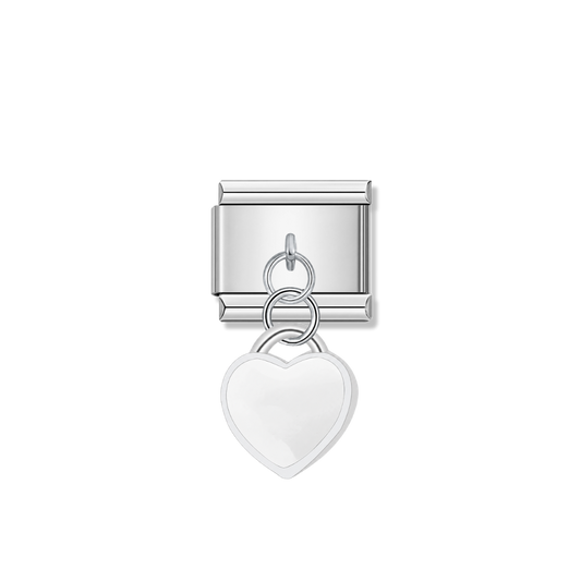 White Heart – Silver Italian Pendant Charm – Italian charm by Italycharm