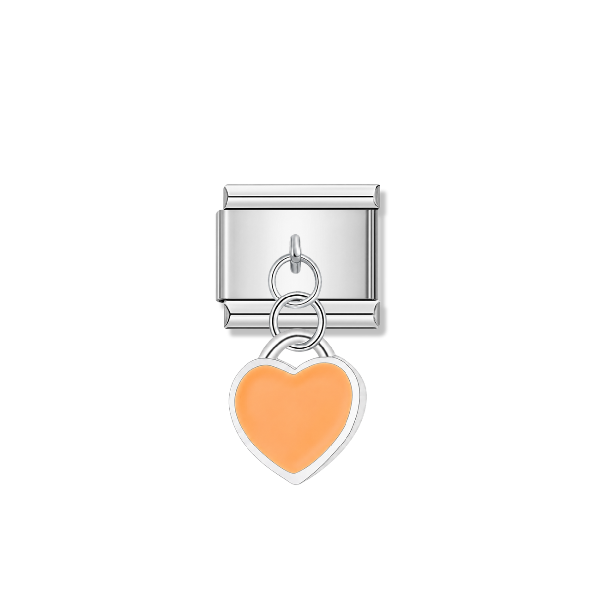 Orange Heart – Silver Italian Pendant Charm – Italian charm by Italycharm
