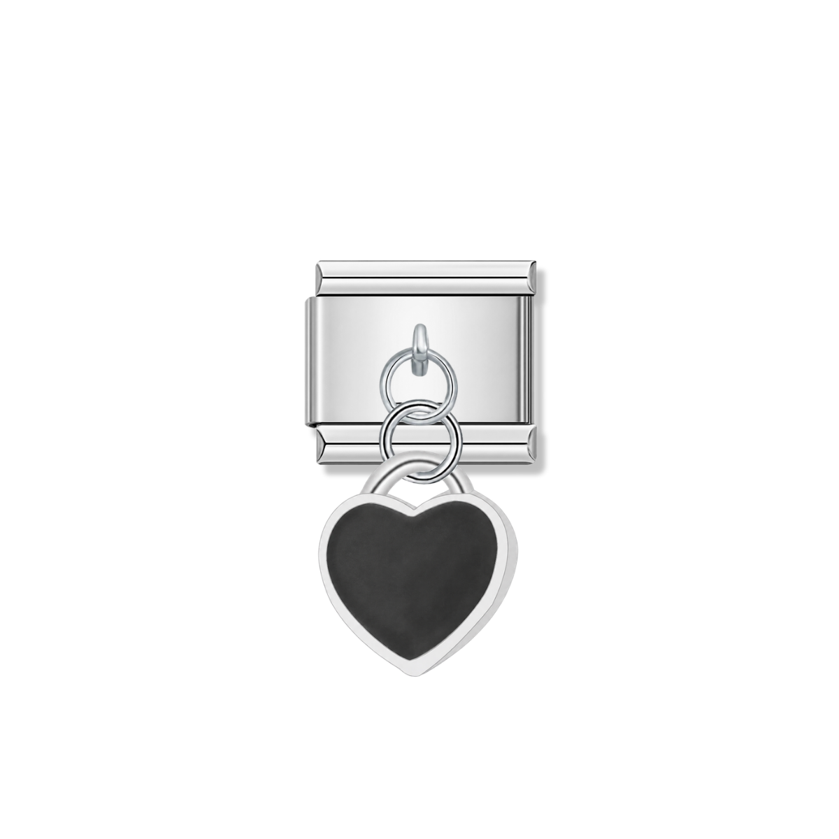 Black Heart – Silver Italian Pendant Charm – Italian charm by Italycharm