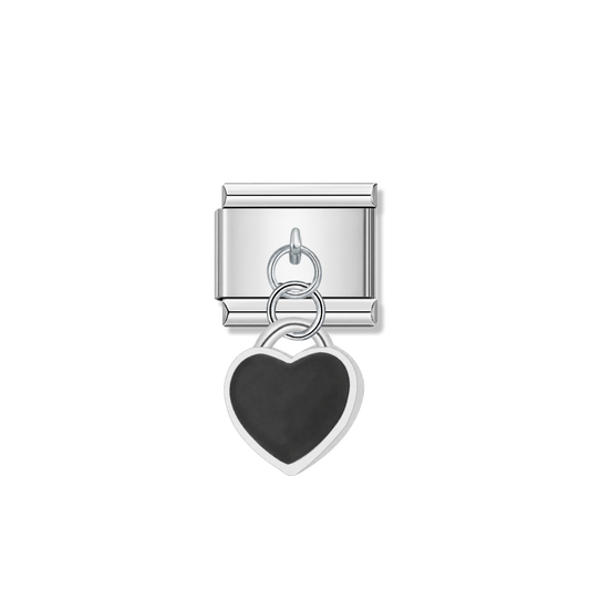 Black Heart – Silver Italian Pendant Charm – Italian charm by Italycharm