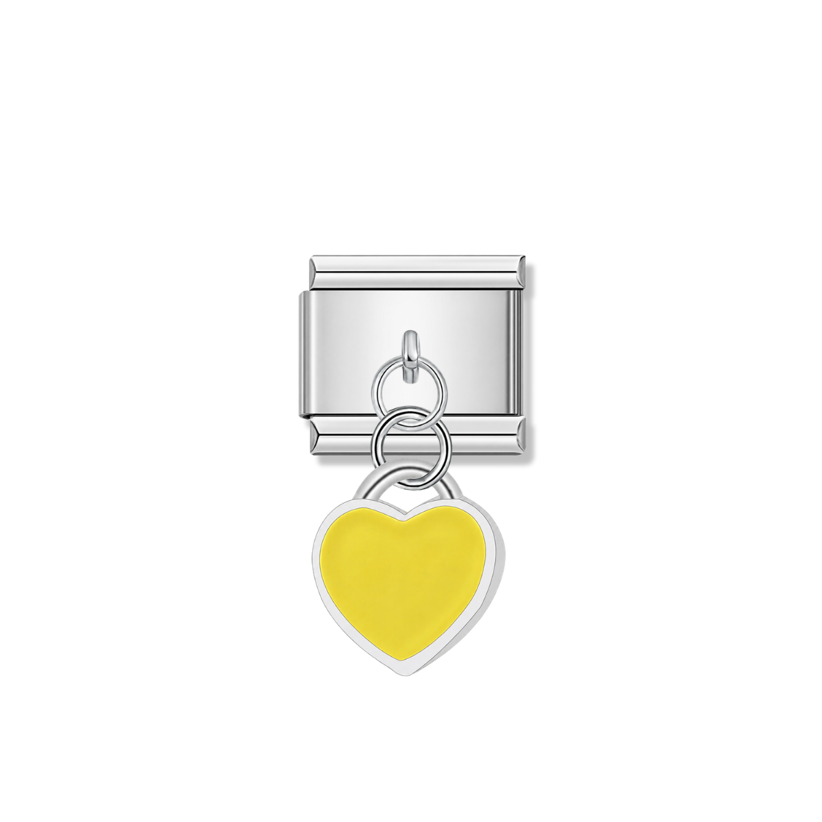 Yellow Heart – Silver Italian Pendant Charm – Italian charm by Italycharm