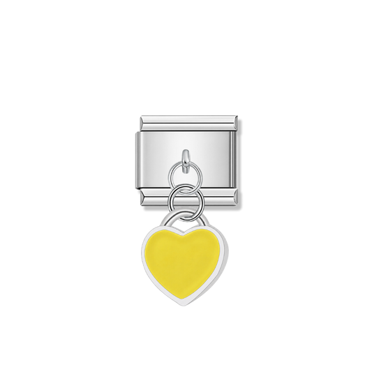 Yellow Heart – Silver Italian Pendant Charm – Italian charm by Italycharm