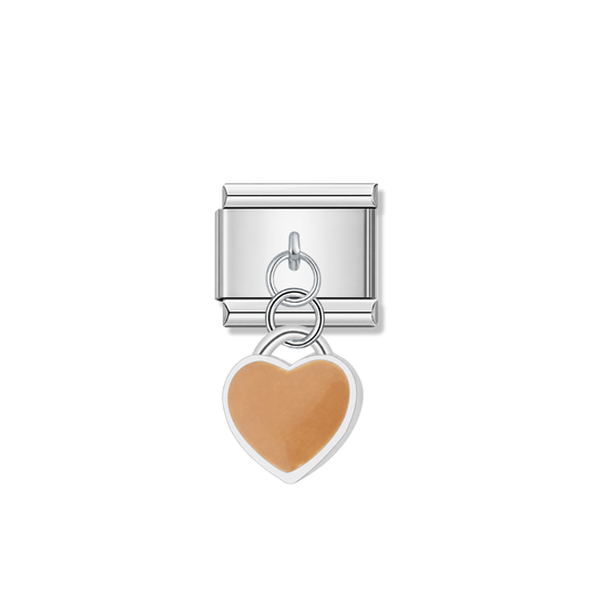 Brown Heart – Silver Italian Pendant Charm – Italian charm by Italycharm