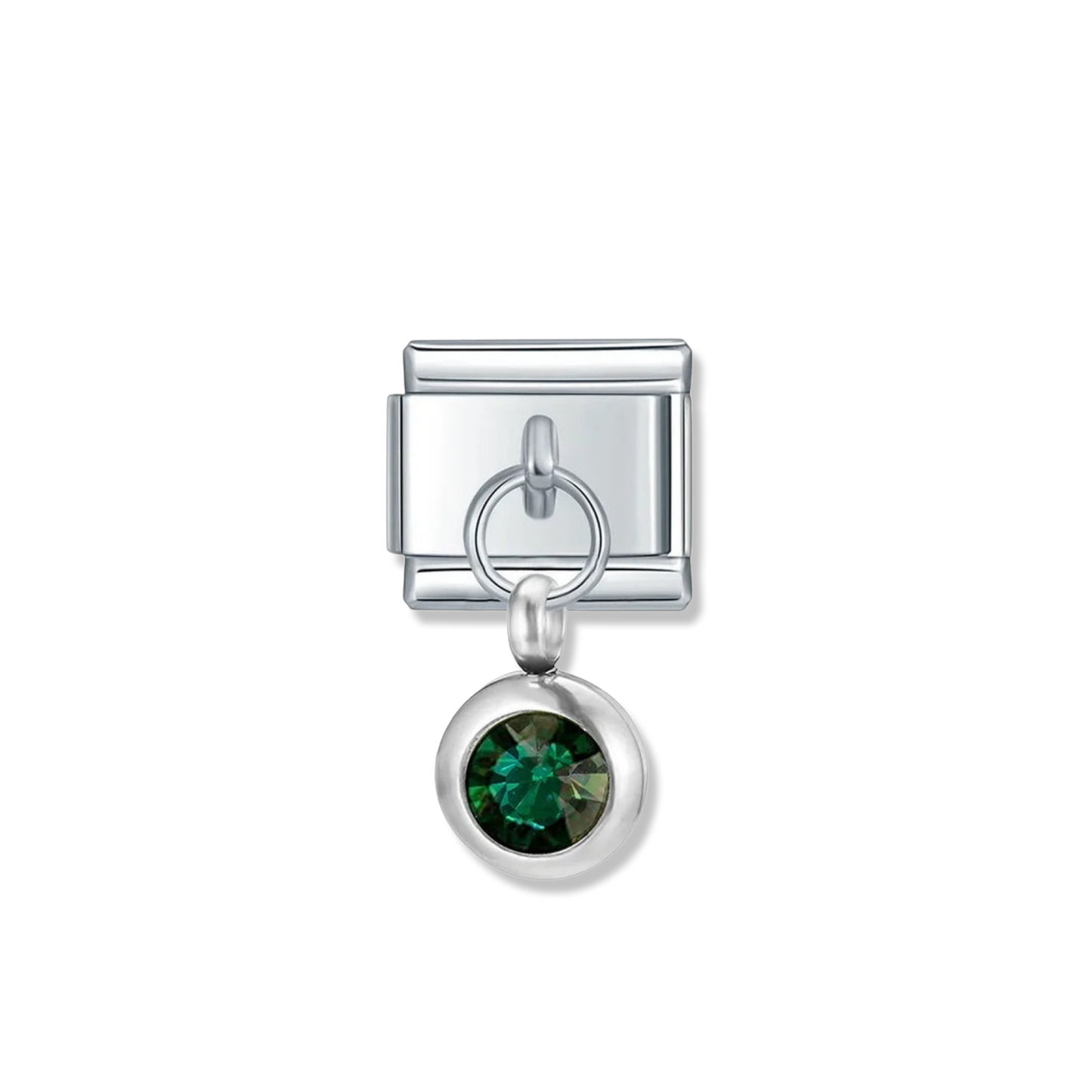 May Birthstone Drop - Silver Pendant Charm