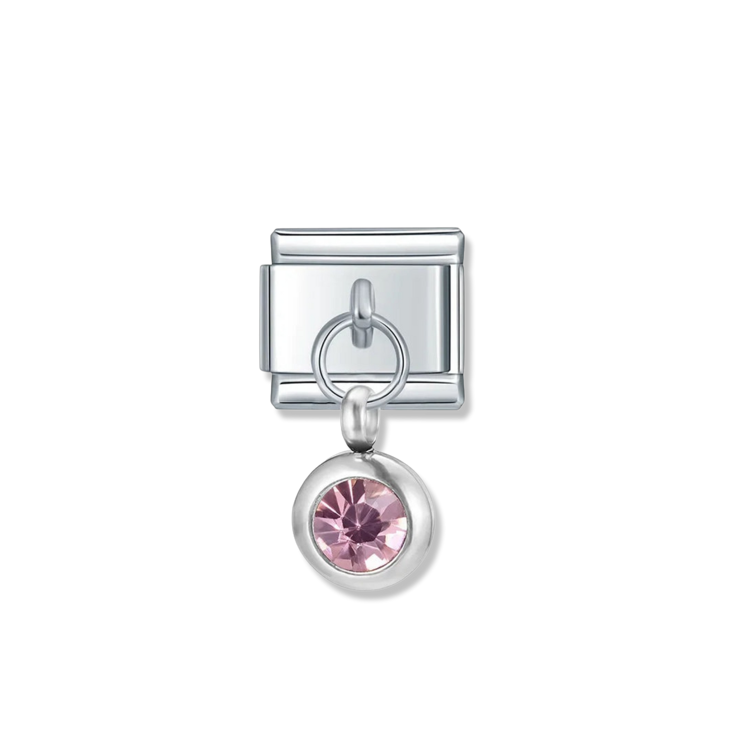 October Birthstone Drop - Silver Pendant Charm