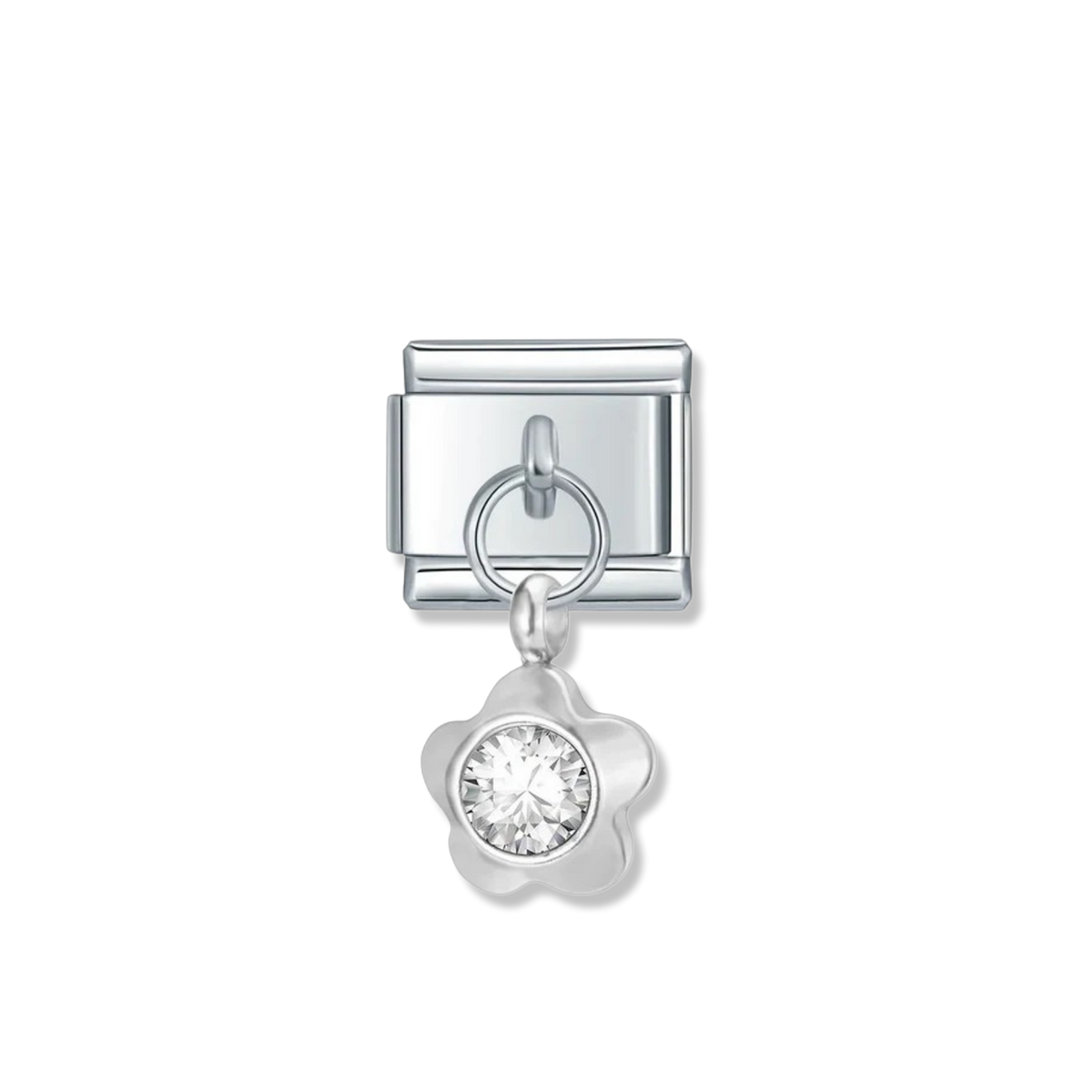April Birthstone Flower - Silver Pendant Charm