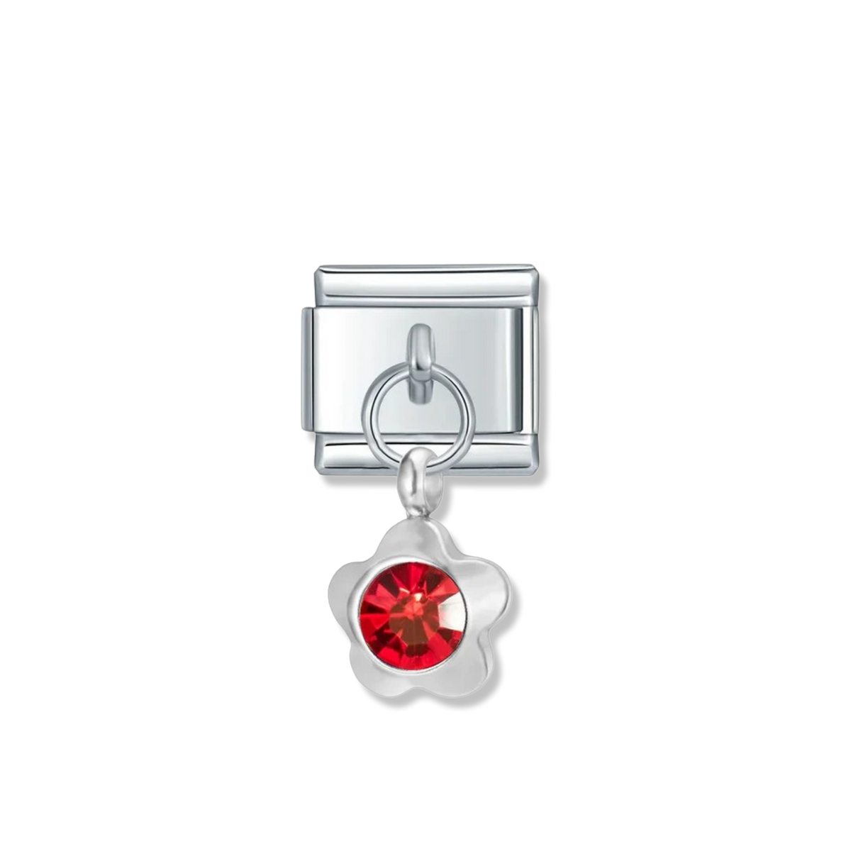 July Birthstone Flower - Silver Pendant Charm