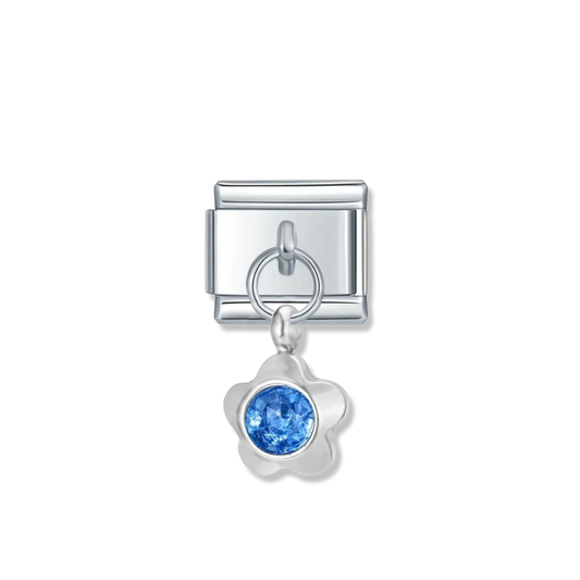 March Birthstone Flower - Silver Pendant Charm