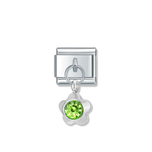 August Birthstone Flower - Silver Pendant Charm