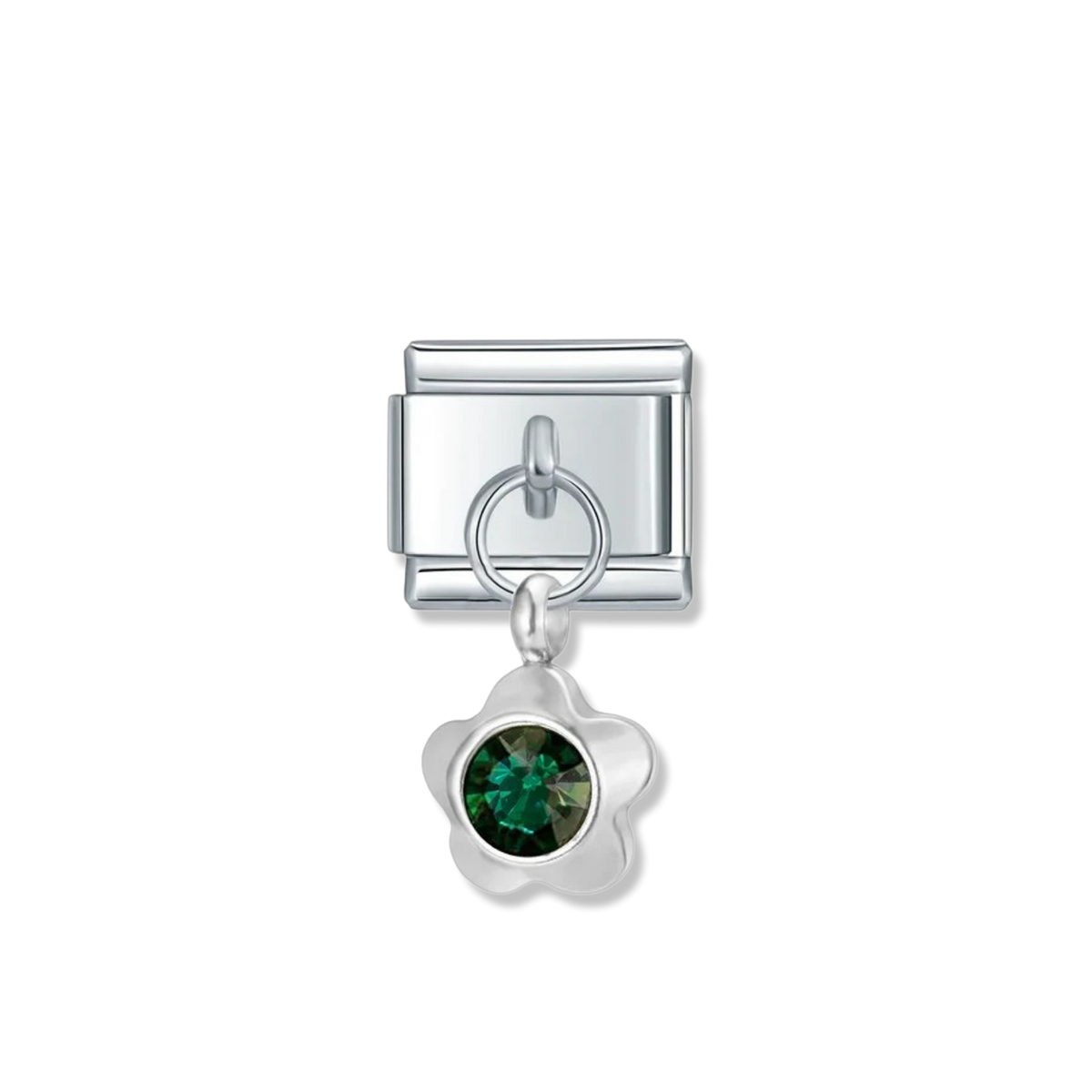 May Birthstone Flower - Silver Pendant Charm
