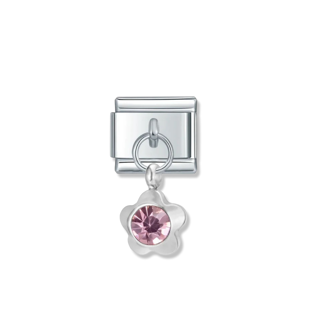 October Birthstone Flower - Silver Pendant Charm