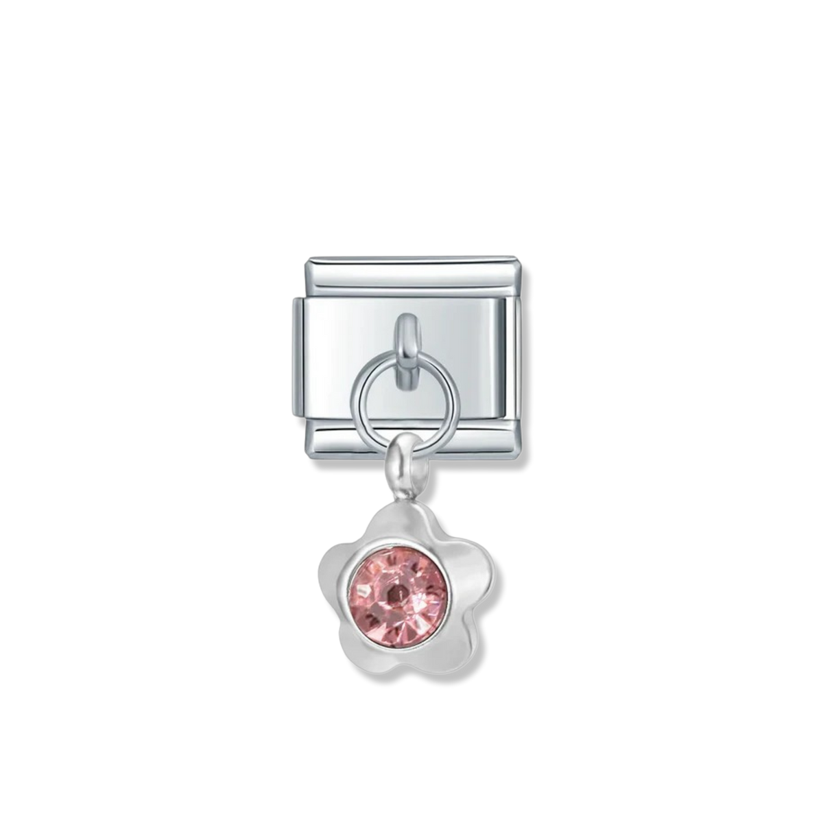 June Birthstone Flower - Silver Pendant Charm