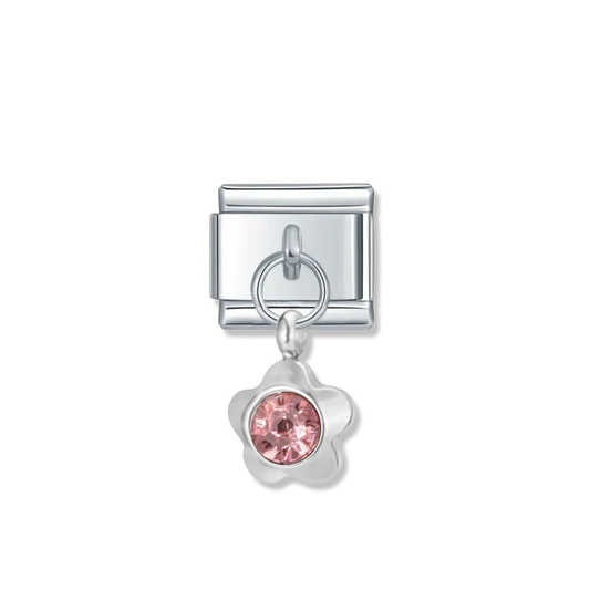 June Birthstone Flower - Silver Pendant Charm