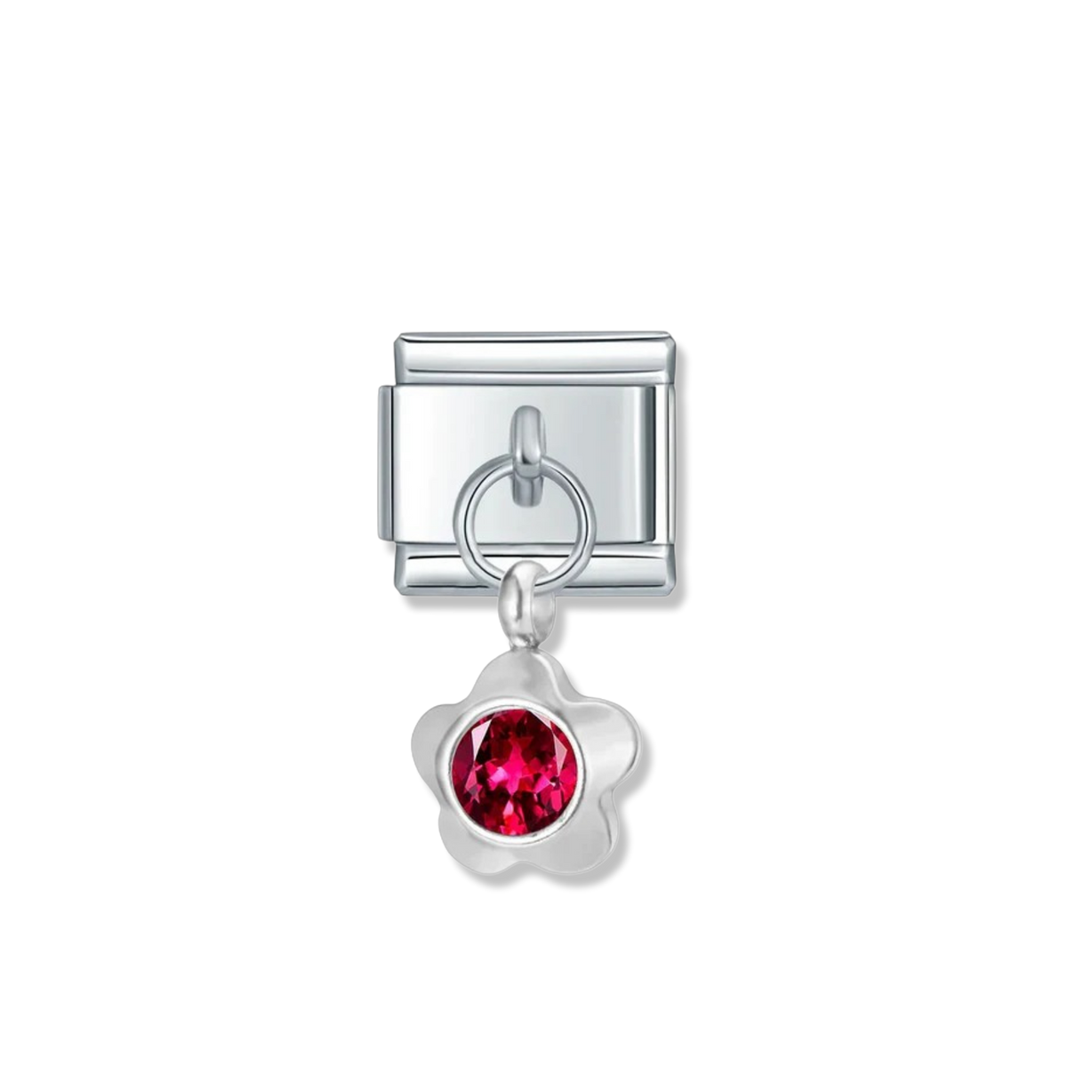 January Birthstone Flower - Silver Pendant Charm