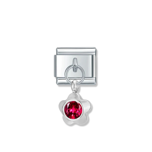 January Birthstone Flower - Silver Pendant Charm