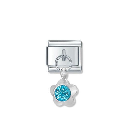 December Birthstone Flower - Silver Pendant Charm