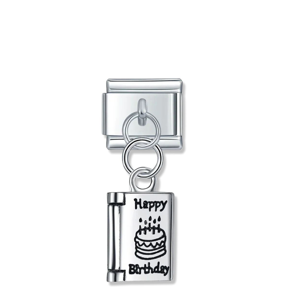 Happy Birthday Book - Silver Pendant Charm