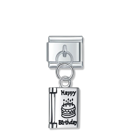 Happy Birthday Book - Silver Pendant Charm