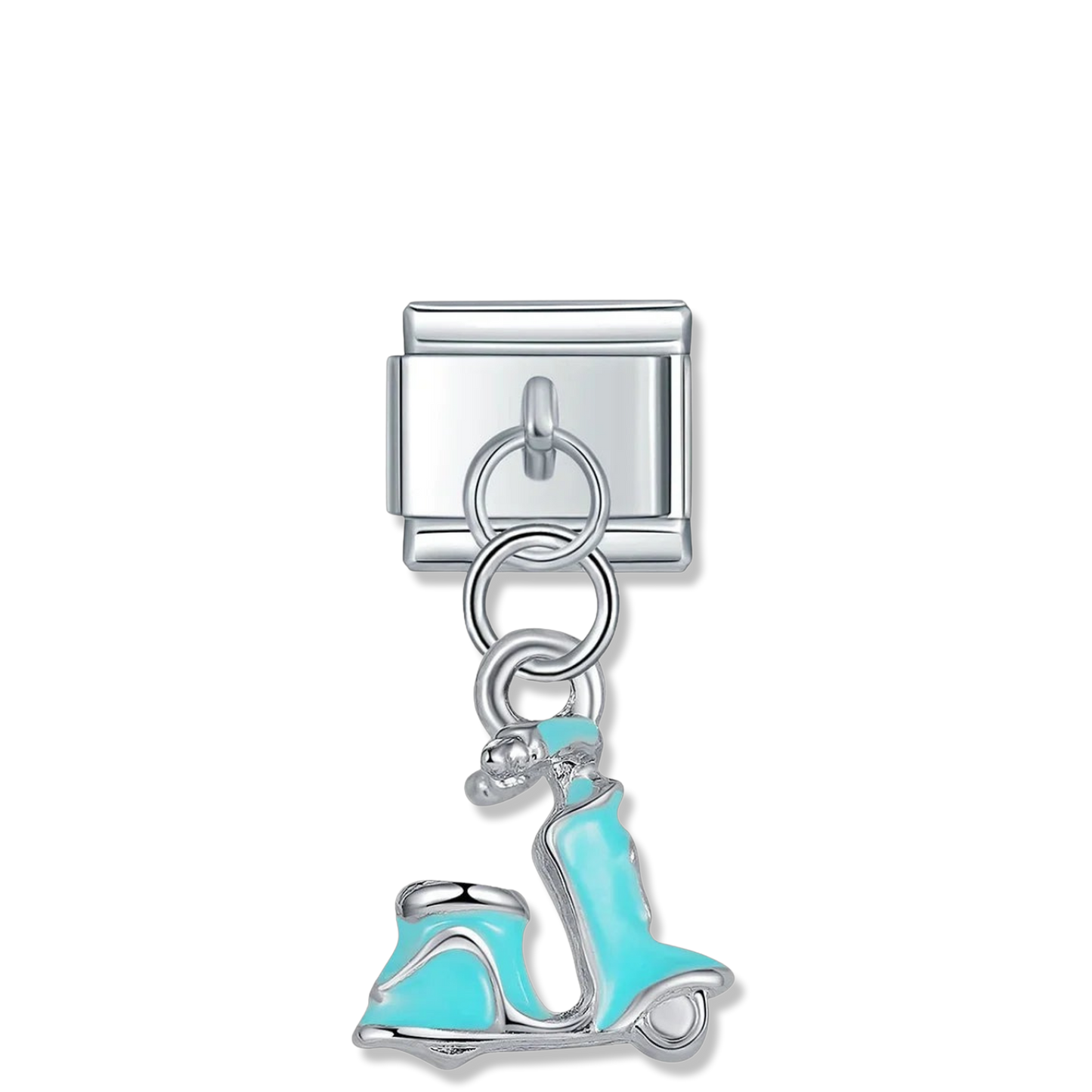 Blue Vespa Scooter - Silver Pendant Charm