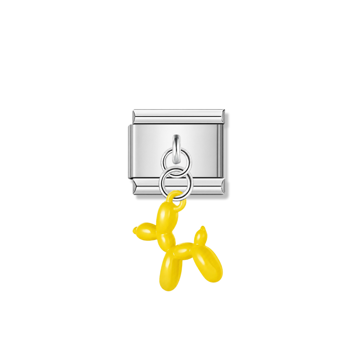 Yellow Balloon Dog – silver Italian pendant charm by Italycharm
