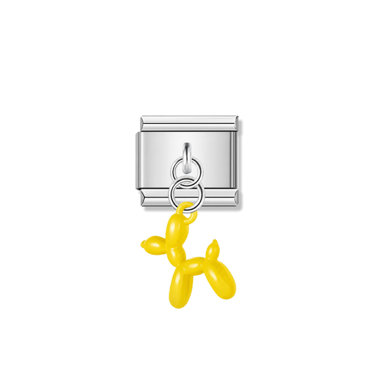 Yellow Balloon Dog – silver Italian pendant charm by Italycharm