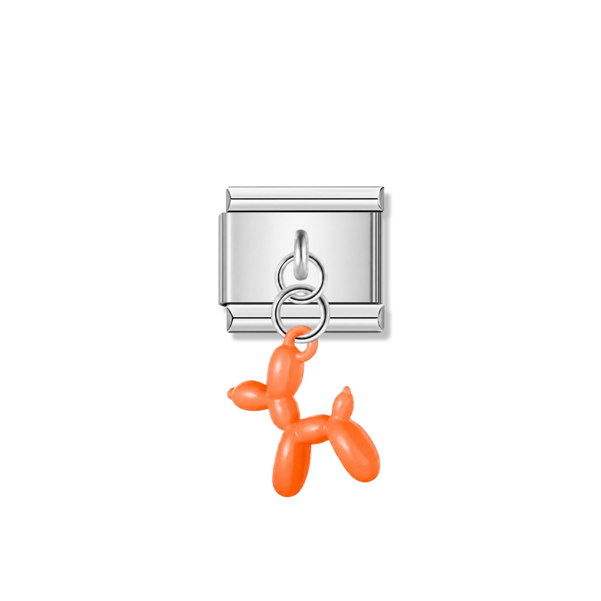 Orange Balloon Dog – silver Italian pendant charm by Italycharm