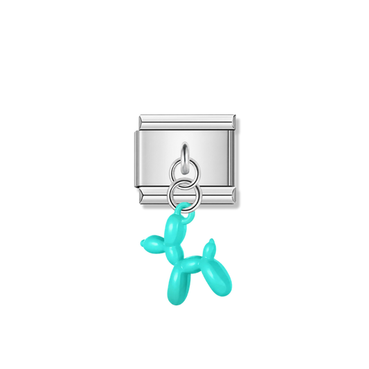Tiffany Blue Balloon Dog – silver Italian pendant charm by Italycharm