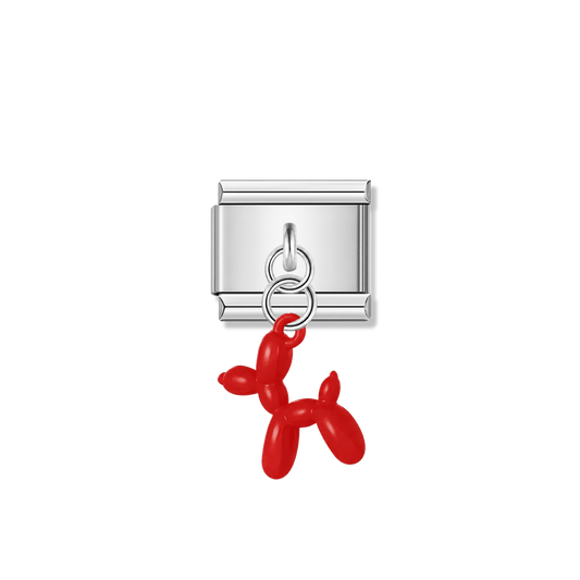 Red Balloon Dog – silver Italian pendant charm by Italycharm