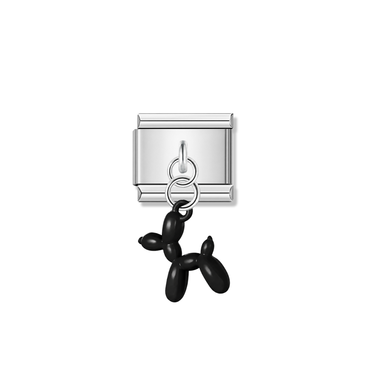 Black Balloon Dog – silver Italian pendant charm by Italycharm