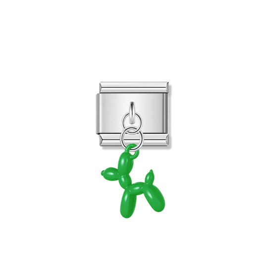 Green Balloon Dog – silver Italian pendant charm by Italycharm