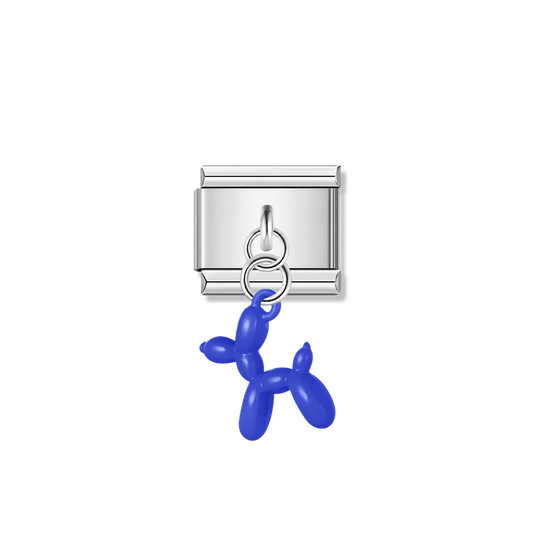 Cobalt Balloon Dog – silver Italian pendant charm by Italycharm