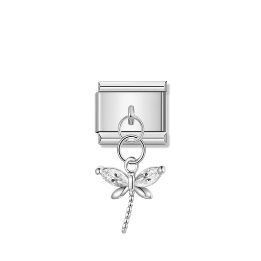Crystal Dragonfly – silver Italian pendant charm by Italycharm