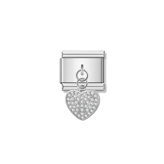 Sparkling Heart with CZ – silver Italian pendant charm by Italycharm