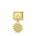 Golden Sun with CZ - Gold Pendant Charm