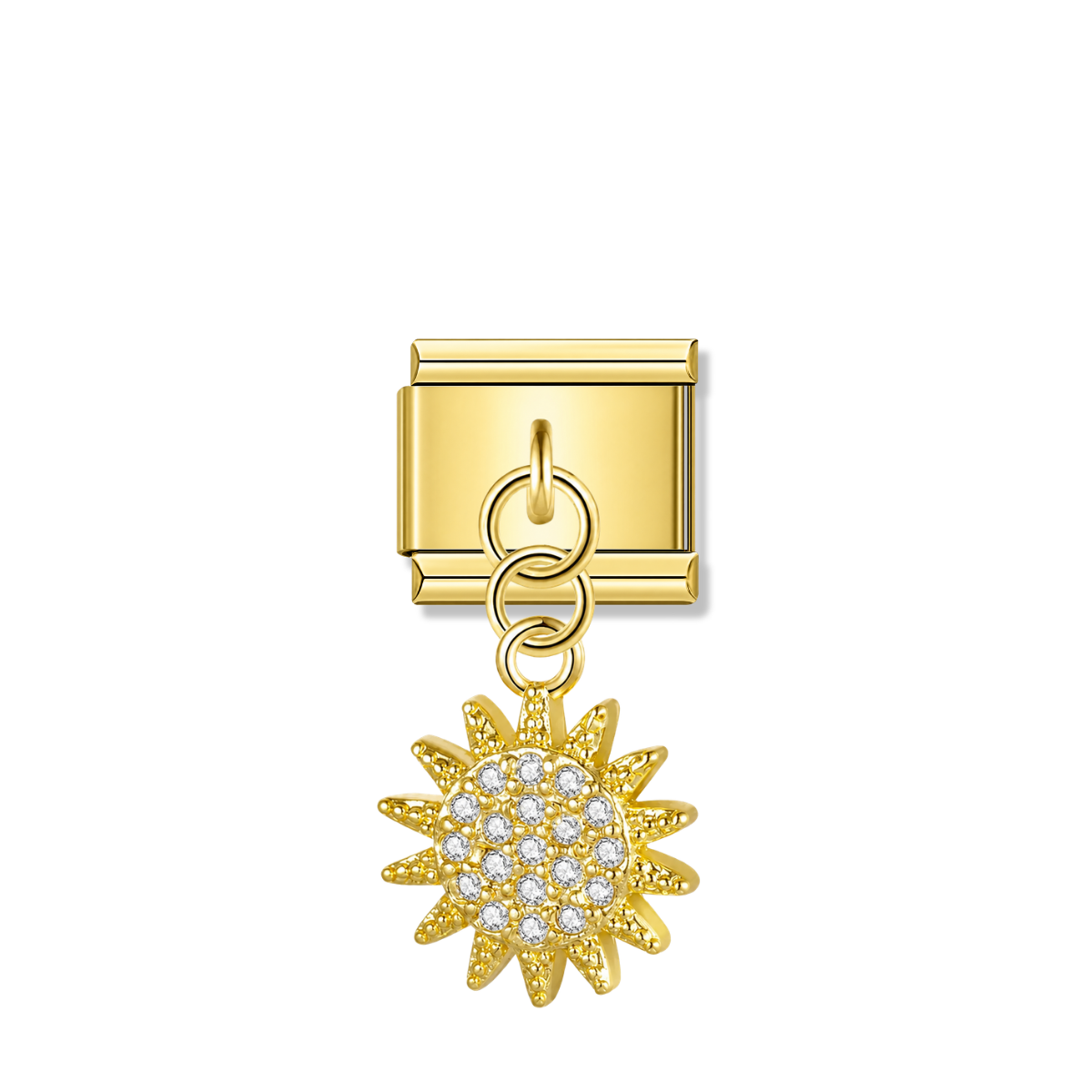 Golden Sun with CZ - Gold Pendant Charm