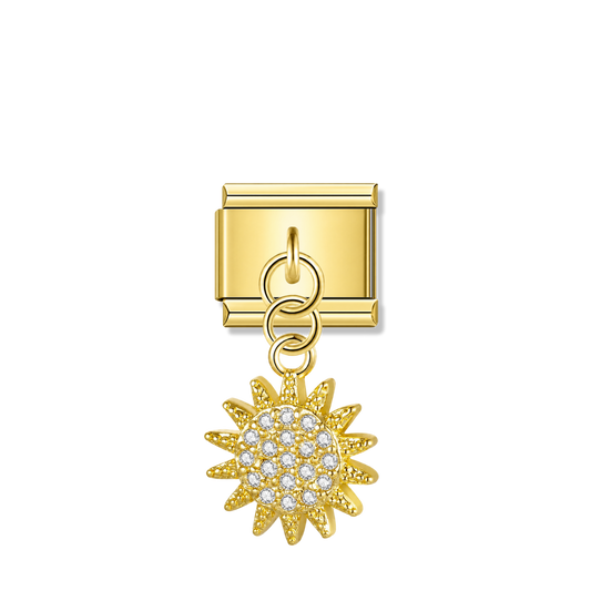 Golden Sun with CZ – gold Italian pendant charm by Italycharm