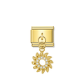 Golden Sunflower with CZ - Gold Pendant Charm