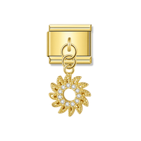 Golden Sunflower with CZ - Gold Pendant Charm