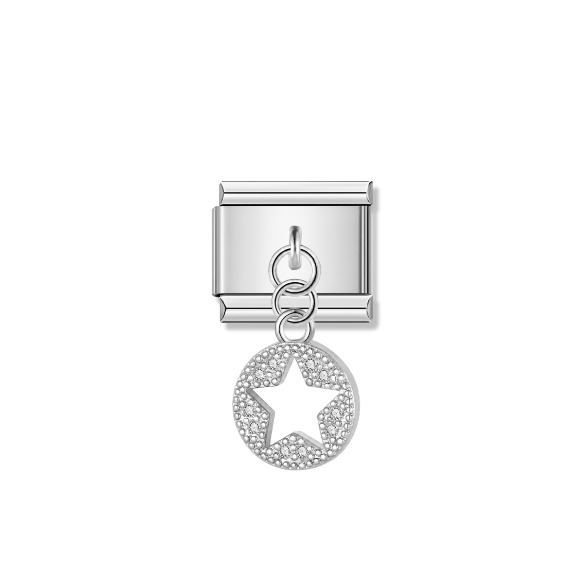 Sparkling Star with CZ – silver Italian pendant charm by Italycharm