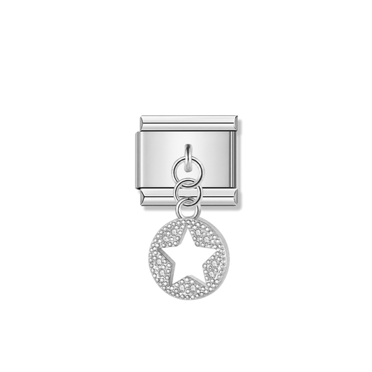 Sparkling Star with CZ – silver Italian pendant charm by Italycharm