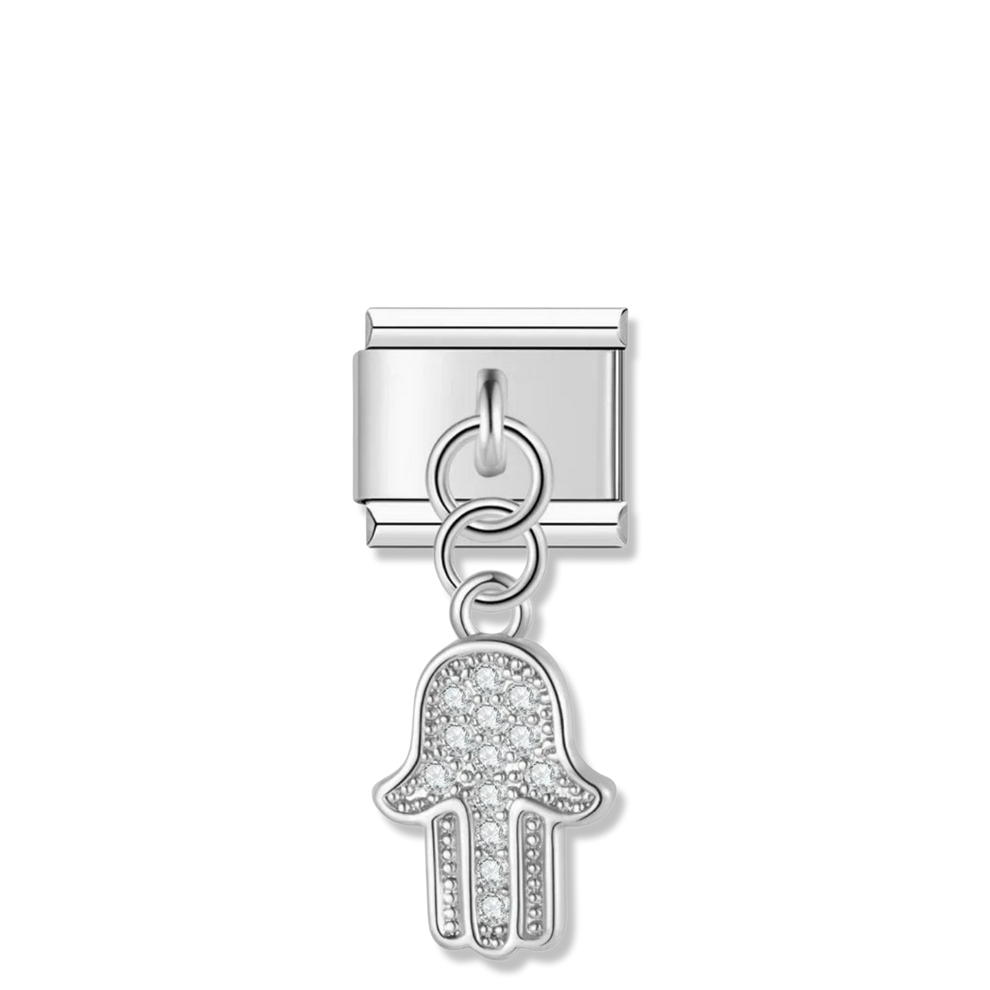 Sparkling Hamsa Hand - Silver Pendant Charm