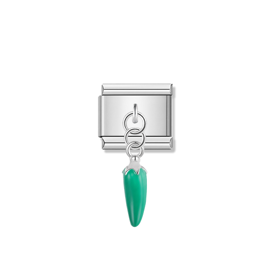 Green Pepper – silver Italian pendant charm by Italycharm