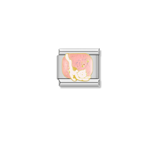 Pink Glitter Cat - Silver Charm